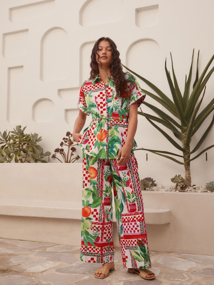 Multi Bright Floral 100% Cotton Tie Waist Shirt - Image 2 of 8
