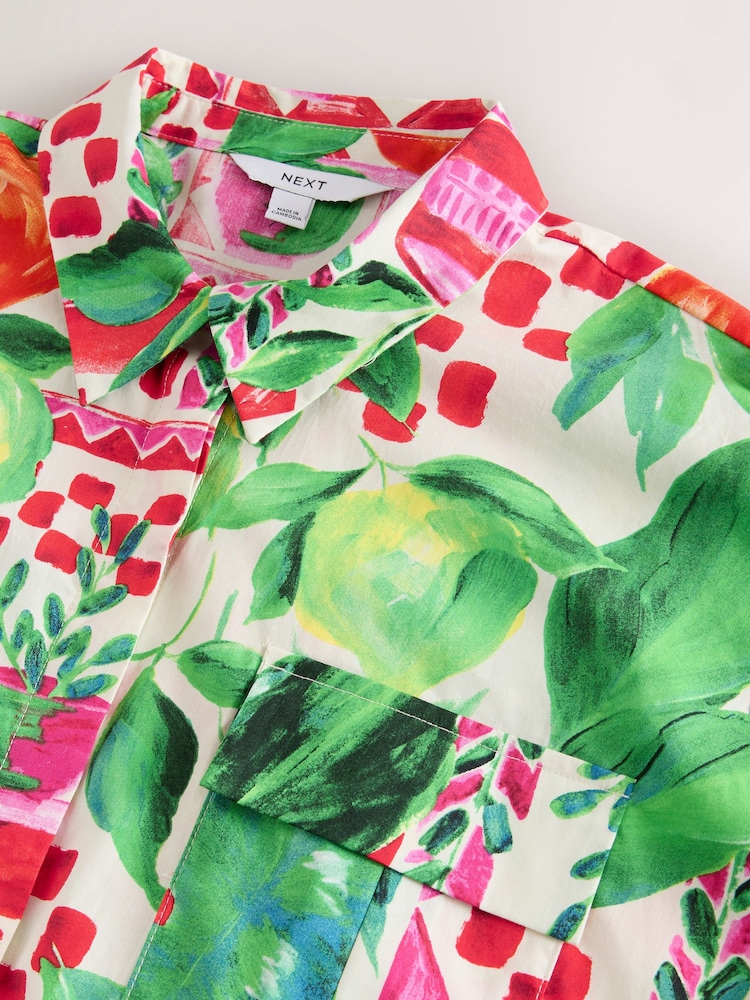 Multi Bright Floral 100% Cotton Tie Waist Shirt - Image 8 of 8