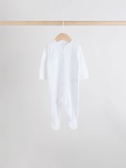 White 7 Pack Baby Popper Sleepsuits 4 Pack (0-2yrs) - Image 9 of 16