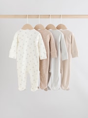 Cream Baby Two Way Zip Sleepsuits 4 Pack (0-2yrs) - Image 2 of 12