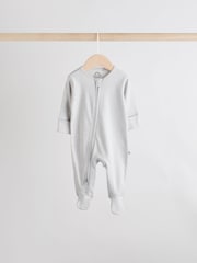 Cream Baby Two Way Zip Sleepsuits 4 Pack (0-2yrs) - Image 6 of 12