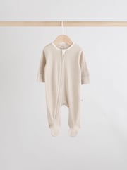 Cream Baby Two Way Zip Sleepsuits 4 Pack (0-2yrs) - Image 7 of 12