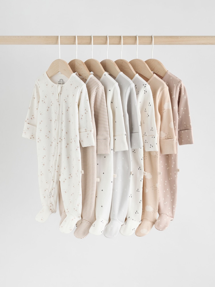 Neutral Baby Two Way Zip Sleepsuits 4 Pack (0-2yrs) - Image 1 of 17