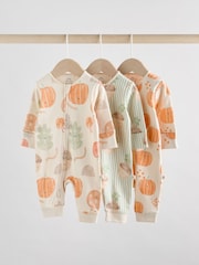 Cream Baby Two Way Zip Footless Sleepsuits 3 Pack (0mths-3yrs) - Image 1 of 12
