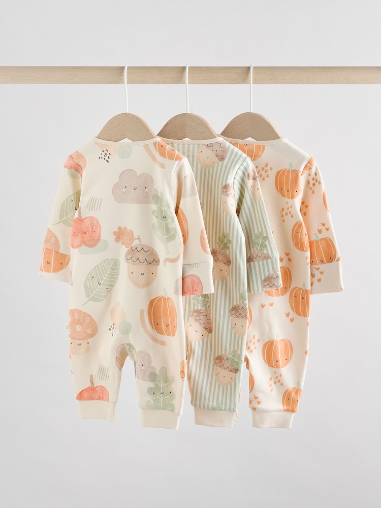 Cream Baby Two Way Zip Footless Sleepsuits 3 Pack (0mths-3yrs) - Image 2 of 12