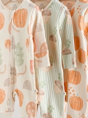 Cream Baby Two Way Zip Footless Sleepsuits 3 Pack (0mths-3yrs) - Image 7 of 12