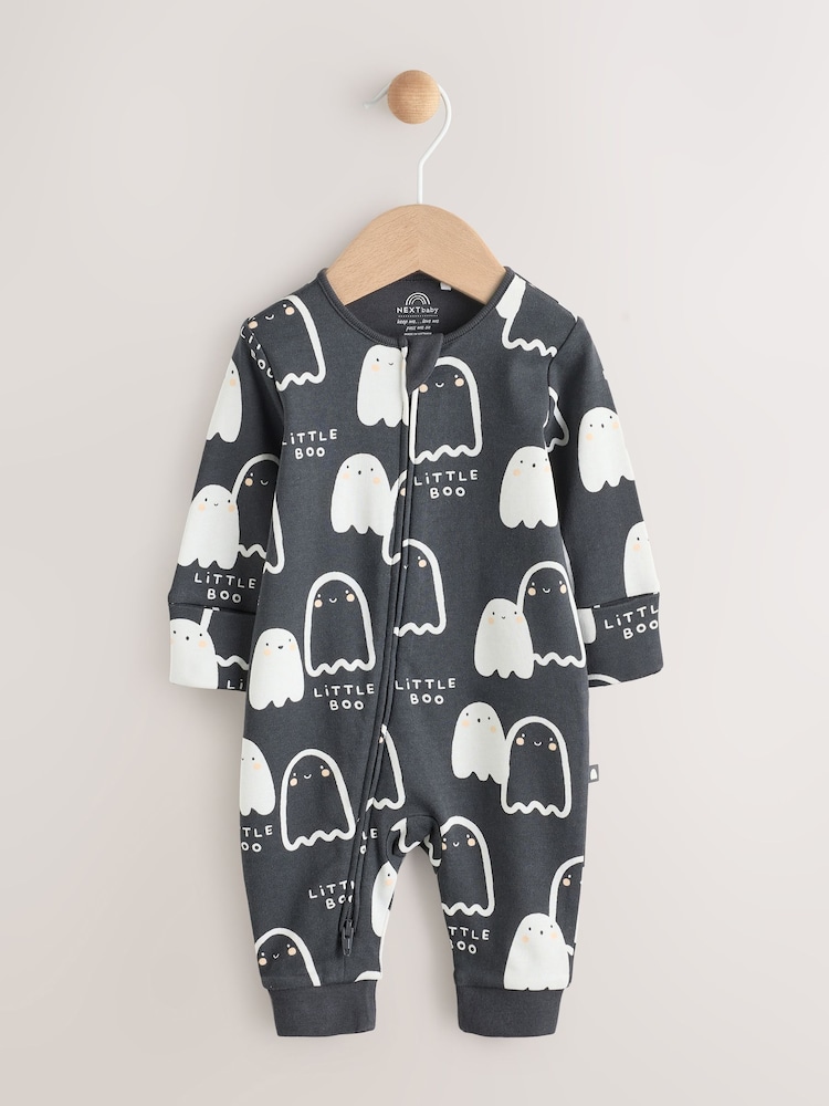 Black Baby Halloween Ghost Two Way Zip Sleepsuit (0mths-2yrs) - Image 1 of 8