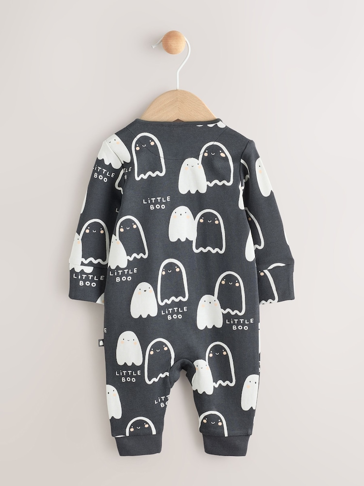 Black Baby Halloween Ghost Two Way Zip Sleepsuit (0mths-2yrs) - Image 2 of 8