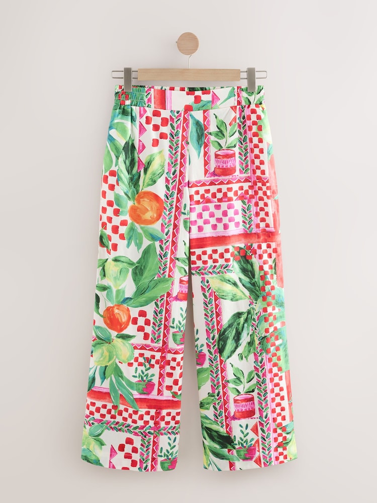 Leuchtend mehrfarbig - Kew Collection Wide Leg 100% Cotton Trousers - Bild 1 von 3