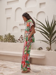Multi Bright Wide Leg 100% Cotton Trousers - Image 4 of 8