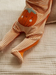 Orange Halloween Velour Pumpkin Dress Up Baby Sleepsuit (0mths-2yrs) - Image 5 of 12