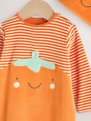 Orange Halloween Velour Pumpkin Dress Up Baby Sleepsuit (0mths-2yrs) - Image 8 of 12