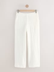 White Wide Leg Embossed Trousers - Image 6 of 8