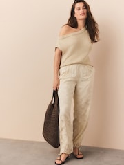 Ecru/Cream Satin Jacquard Harem Trousers - Image 1 of 8