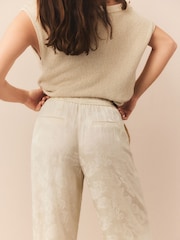 Ecru/Cream Satin Jacquard Harem Trousers - Image 5 of 8