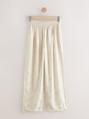 Ecru/Cream Satin Jacquard Harem Trousers - Image 6 of 8