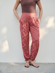 Pink Satin Jacquard Harem Trousers - Image 4 of 9