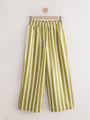 Khaki Green Wide Leg Striped Trousers - Image 1 of 3