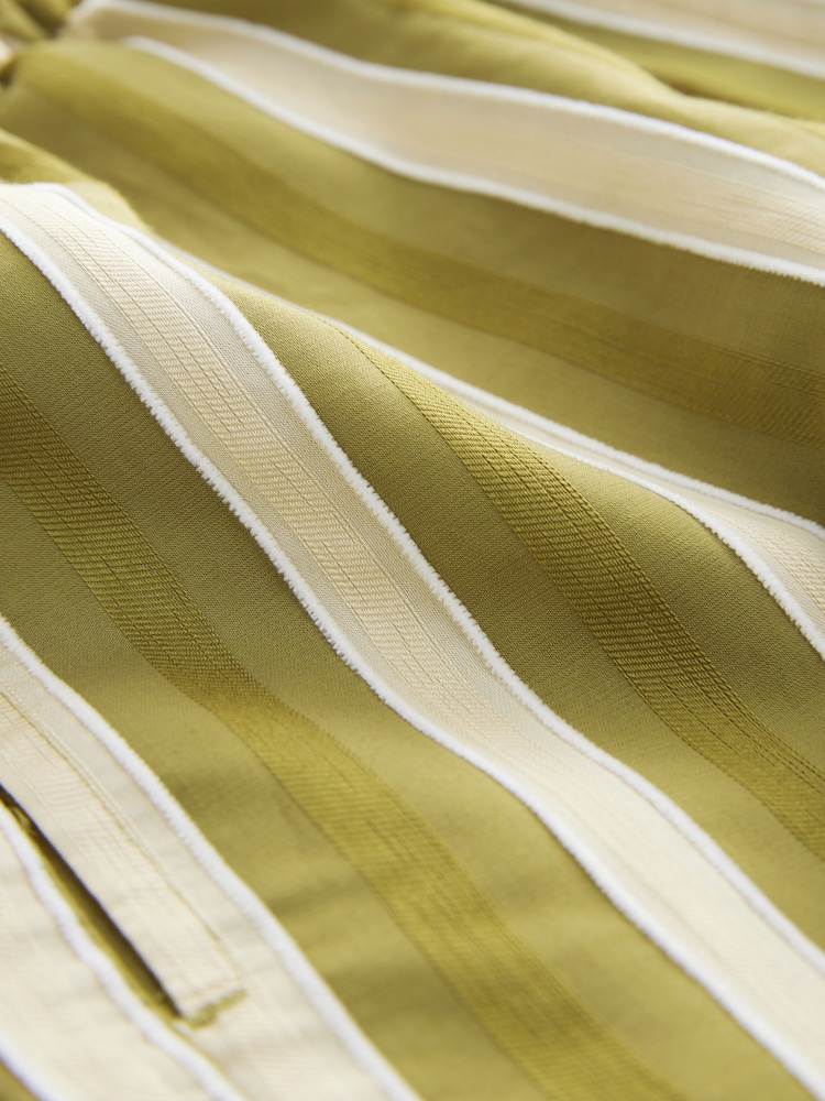 Khaki Green Wide Leg Striped Trousers - Image 2 of 3