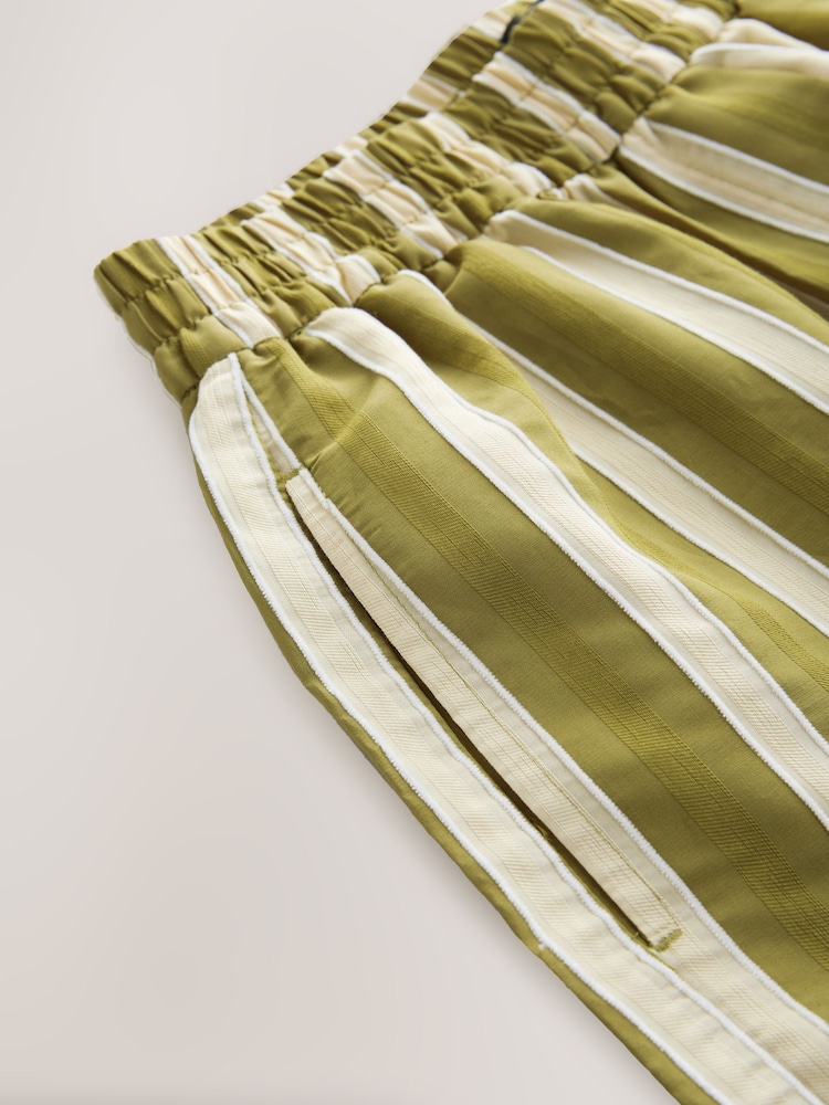 Khaki Green Wide Leg Striped Trousers - Image 3 of 3