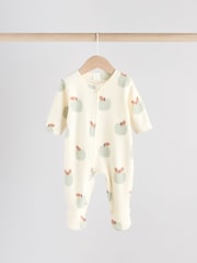Sage Green Baby Micro Fleece Two Way Zip Sleepsuits 2 Pack - Image 3 of 12