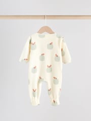 Sage Green Baby Micro Fleece Two Way Zip Sleepsuits 2 Pack - Image 4 of 12