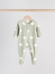 Sage Green Baby Micro Fleece Two Way Zip Sleepsuits 2 Pack - Image 5 of 12