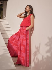 Red/Pink Print Palazzo Trousers - Image 1 of 7