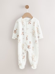 Cream Baby Two Way Zip Fleece Lined Sleepsuit - Image 1 of 7