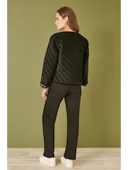 Yumi Black Velvet Quilted Jacket With Reversible Leopard Lining - Image 3 of 4