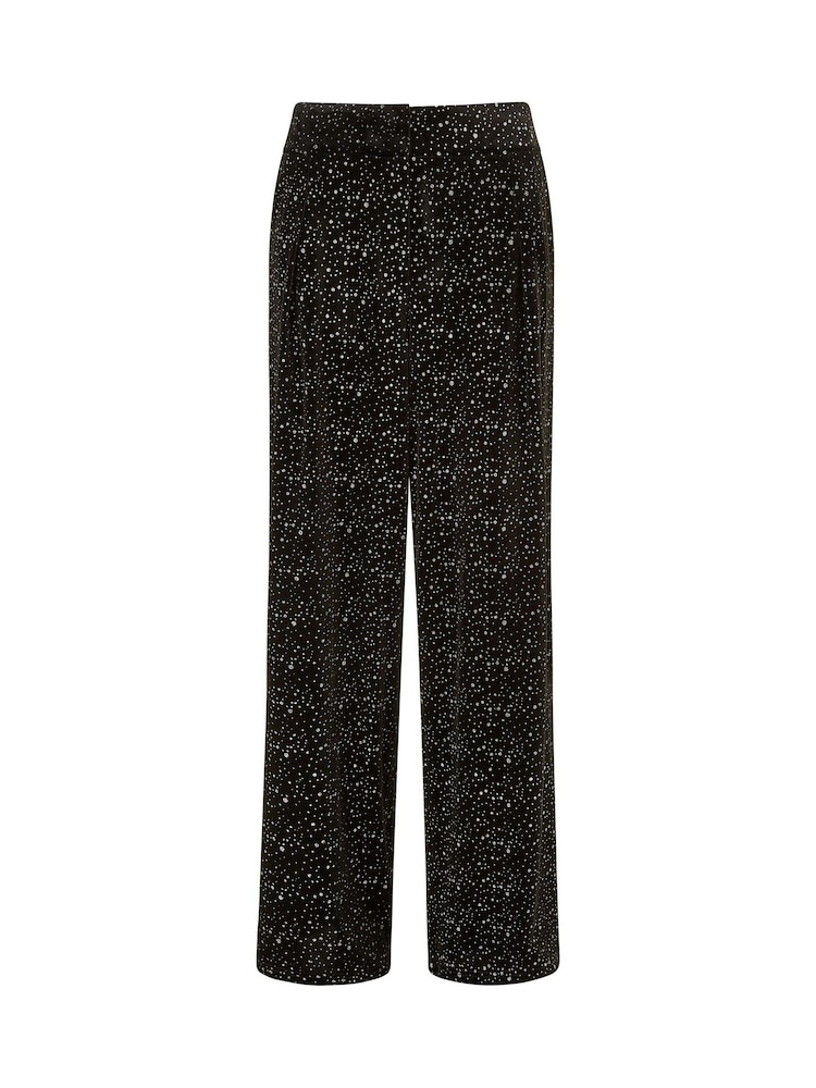 Yumi Black Velvet Sparkle Wide Leg Trousers - Image 5 of 5