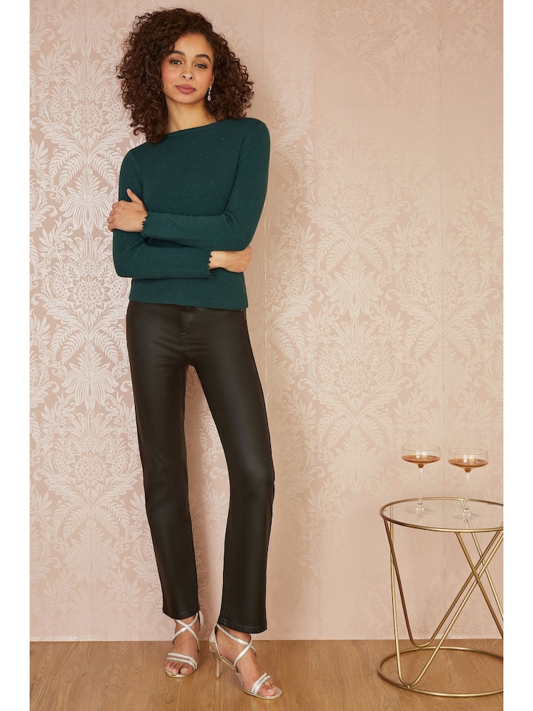 Yumi Green Sparkle Knit Jumper - Image 2 of 5