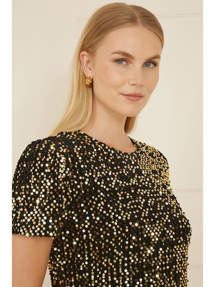 Yumi Gold Sequin Tunic Dress - Image 4 of 4