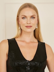 Yumi Black Sequin Waistcoat With Knitted Back - Image 3 of 5