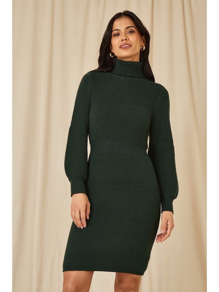 Yumi Green Cable Knit Tunic Dress - Image 1 of 5 Yumi Green Cable Knit Tunic Dress - Image 1 of 5