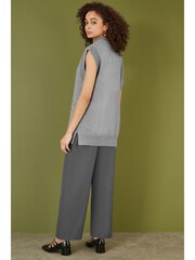 Yumi Grey Knitted Oversize Vest With Pockets And Snaffle Details - Image 3 of 5