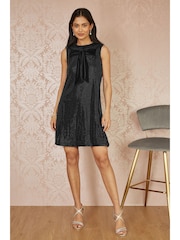 Yumi Black Sequin Bow Tunic Shift Dress - Image 2 of 5