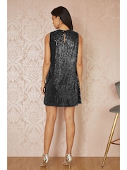 Yumi Black Sequin Bow Tunic Shift Dress - Image 3 of 5