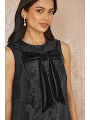 Yumi Black Sequin Bow Tunic Shift Dress - Image 4 of 5