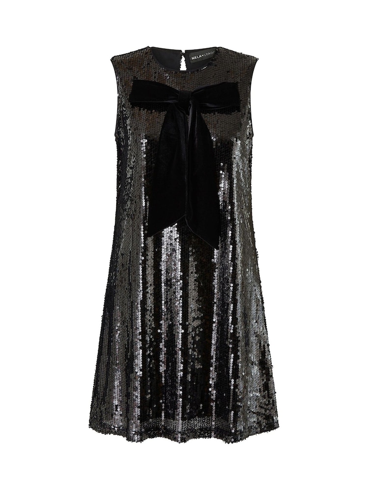 Yumi Black Sequin Bow Tunic Shift Dress - Image 5 of 5