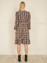 Yumi Black Ikat Long Sleeve Skater Dress - Image 3 of 4