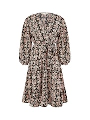 Yumi Black Ikat Long Sleeve Skater Dress - Image 4 of 4