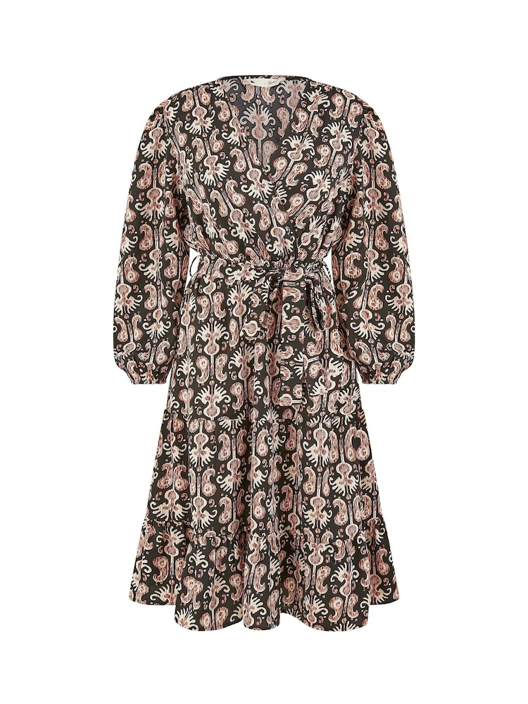 Yumi Black Ikat Long Sleeve Skater Dress - Image 4 of 4