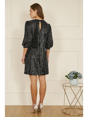 Yumi Black Sequin Tunic Dress With Balloon Sleeves - Image 3 of 4