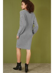 Yumi Grey Cable Knit Tunic Dress - Image 3 of 5