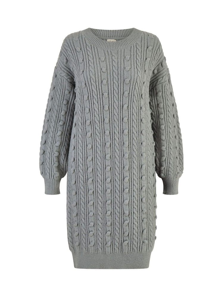 Yumi Grey Cable Knit Tunic Dress - Image 5 of 5