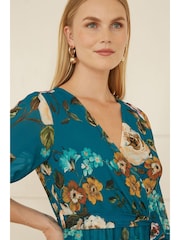 Yumi Watercolour Dip Hem Midi Wrap Dress - Imagen 4 de 5