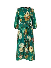 Yumi Watercolour Dip Hem Midi Wrap Dress - Imagen 5 de 5