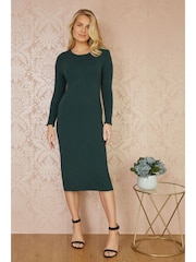 Yumi Green Sparkle Knit Midi Jumper Dress - Image 2 of 5