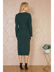 Yumi Green Sparkle Knit Midi Jumper Dress - Image 3 of 5
